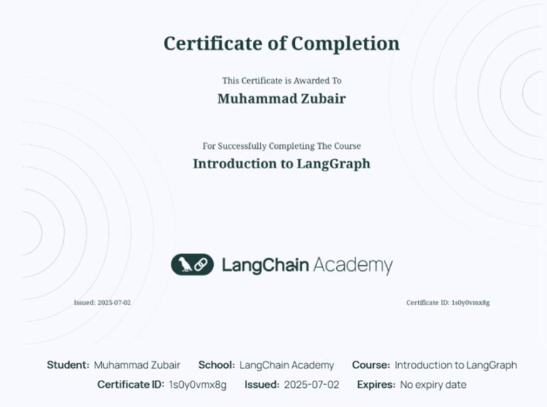 LangGraph - Langchain - Certifications Muhammad Zubair